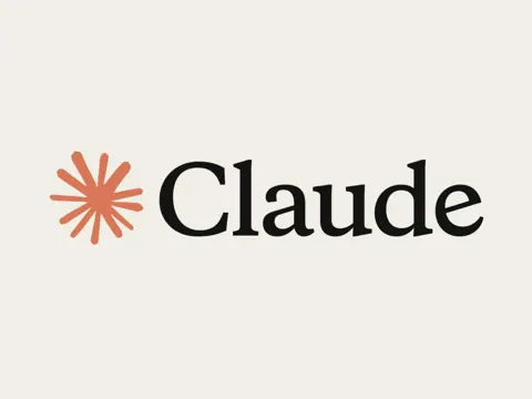 Anthropic Claude logo with orange asterisk icon on a light beige background