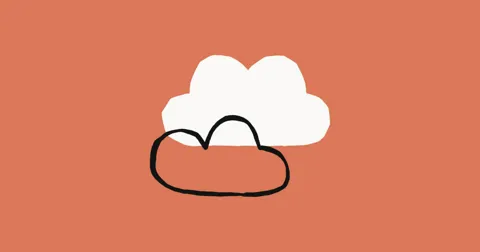 Illustrated white cloud and outlined cloud icon on a terracotta orange background, from Anthropic