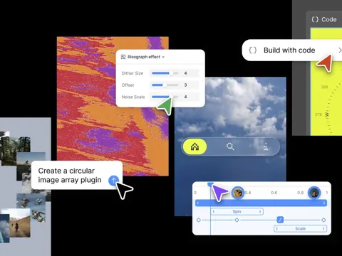 Figma code layers and AI plugin creation prompts shown on the Figma design canvas at Config 2026