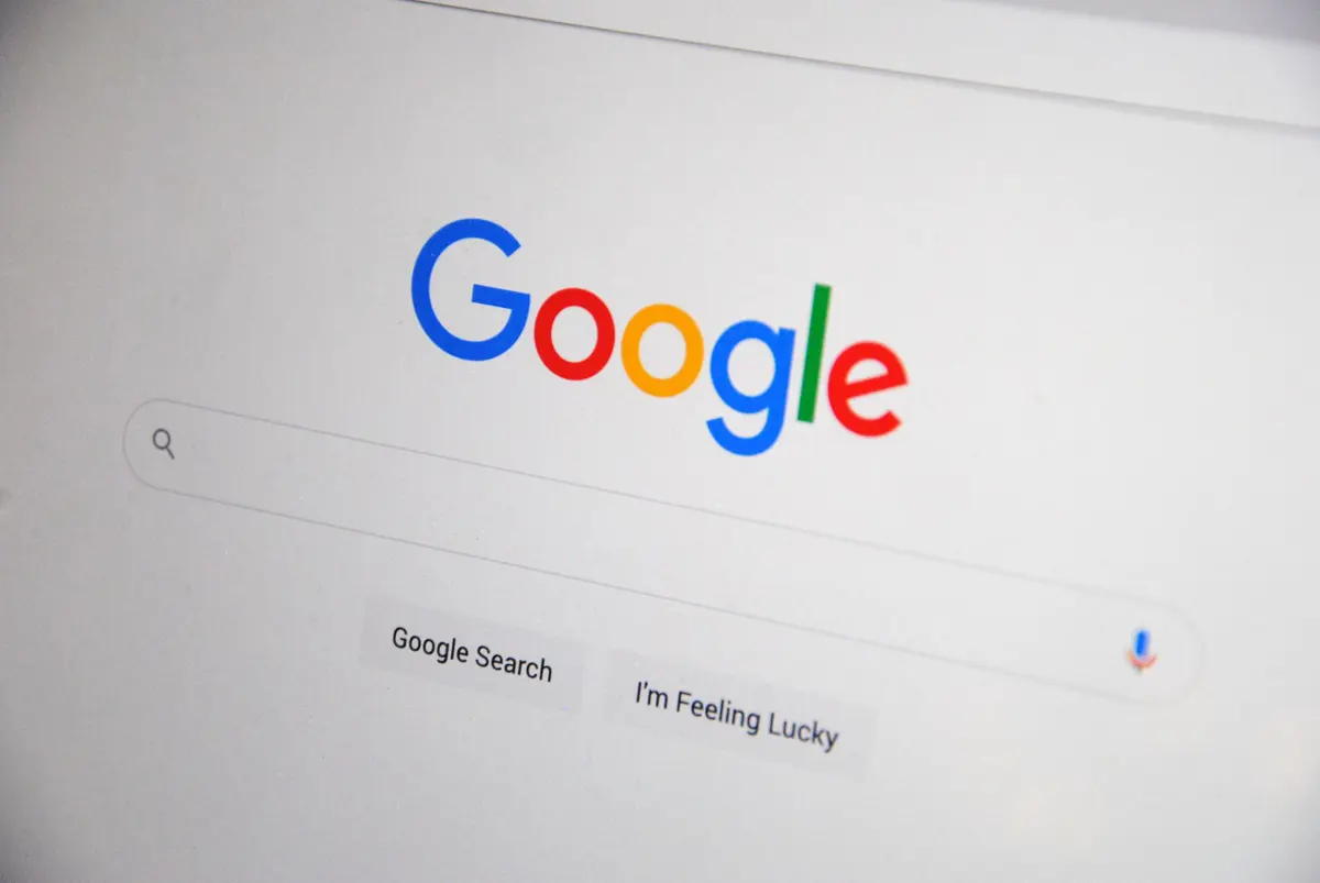 Google search homepage displayed on a computer screen