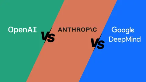 OpenAI vs Anthropic vs Google DeepMind AI companies comparison graphic