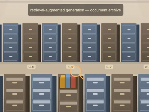 Rows of filing cabinets and document folders in a large archive library
