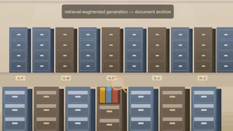 Rows of filing cabinets and document folders in a large archive library