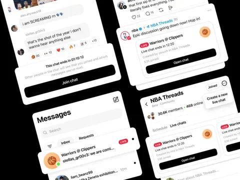 Threads app showing a Live Chat conversation on a smartphone screen