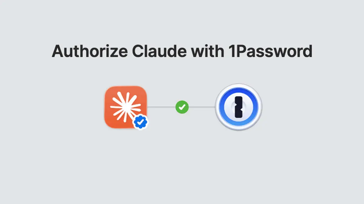 1Password desktop app prompt showing the authorization dialog when Claude requests access to sign in using a saved vault item