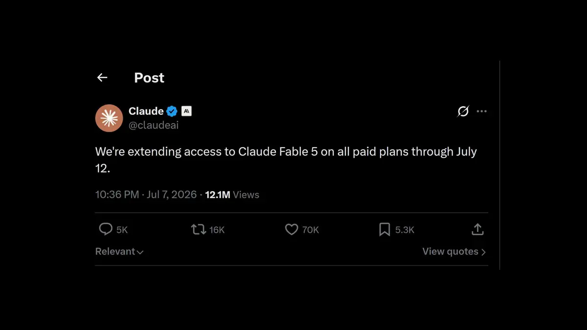 Claude Fable 5 Extended All Paid Plans July 12