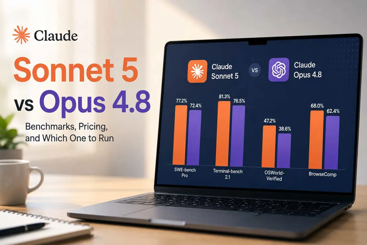 Claude Sonnet 5 benchmark comparison chart showing scores across SWE-bench Pro, Terminal-bench 2.1, OSWorld-Verified, and BrowseComp