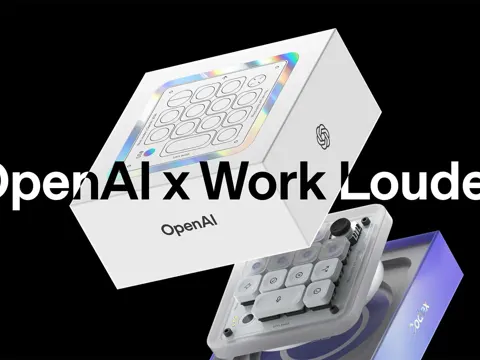 OpenAI Codex Micro macro pad with 13 mechanical keys and RGB lighting on a dark background