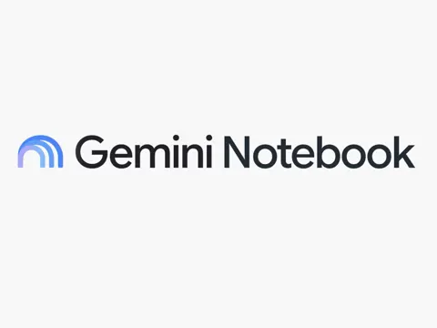 Gemini Notebook branding image showing the new name and blue-purple Gemini gradient logo replacing NotebookLM