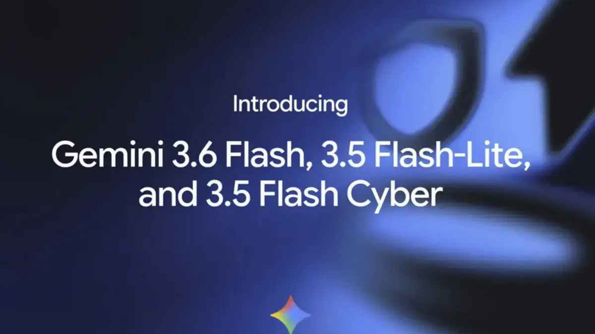 Google Gemini 3.6 Flash model announcement graphic on dark background