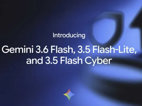 Google Gemini 3.6 Flash model announcement graphic on dark background