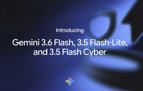 Google Gemini 3.6 Flash model announcement graphic on dark background