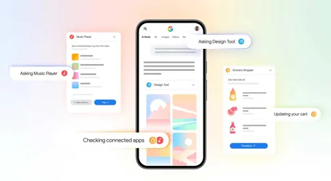 Google Search Personal Intelligence connected apps interface showing Calendar, Gmail, and Google Photos options in AI Mode settings