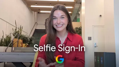 Google selfie video sign-in enrollment flow showing guided head movement prompts for biometric account recovery on a Google Account
