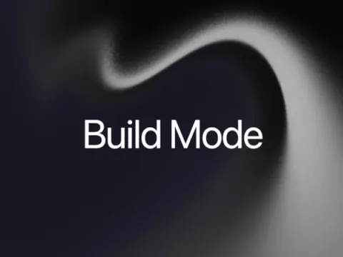 Grok Build Mode interface showing an app being built from a text prompt with a live preview in the chat window