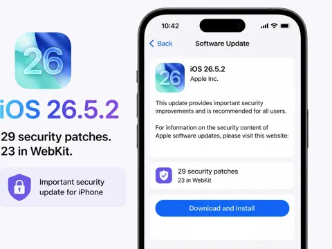 Apple Released iOS 26.5.2 Early. 29 Patches, 23 in WebKit, and AI Is the Reason It Could Not Wait.