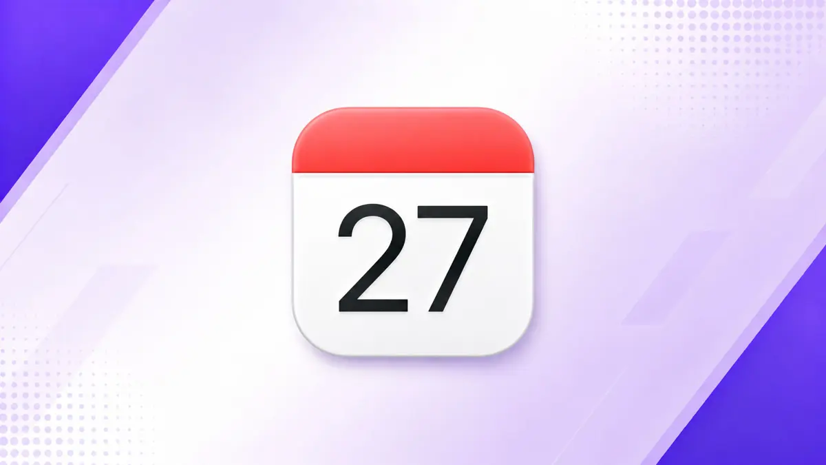 iPhone 17 Pro showing the iOS 27 Calendar app with Apple Intelligence natural language event creation, auto-filling event details from a typed description