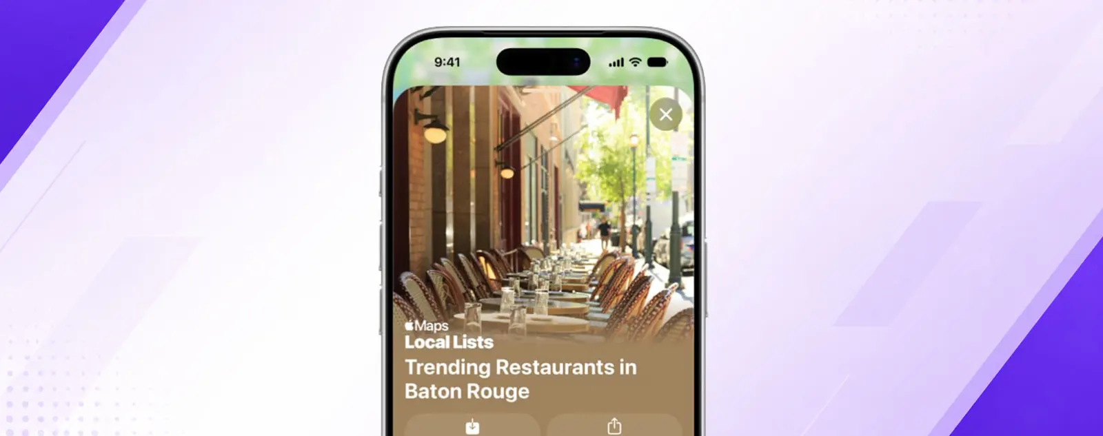 iOS 27 Maps browse screen showing the new Local Lists section with trending place categories including restaurants and spots for kids