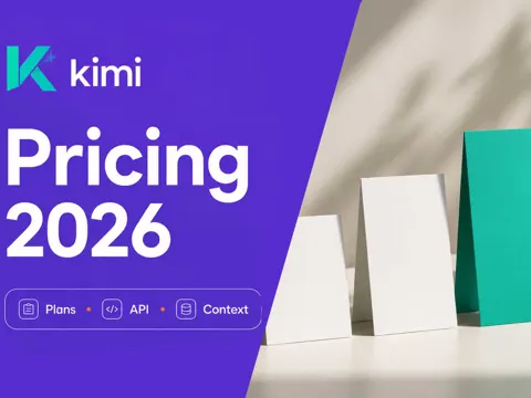 Kimi K3 pricing tiers illustrated with a split-panel magazine editorial image
