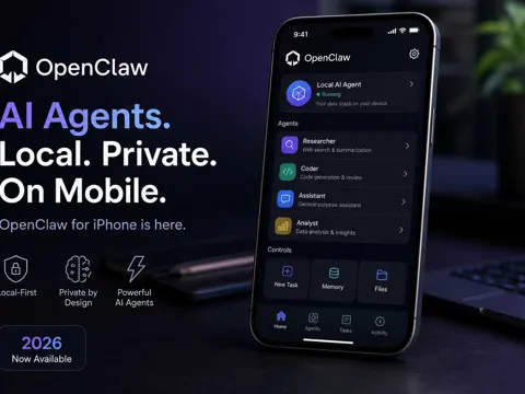 OpenClaw mobile app interface showing AI agent controls on iPhone