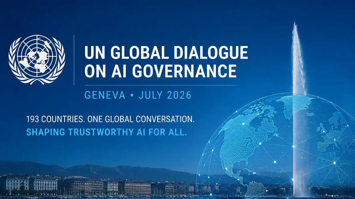 Maria Ressa, Yoshua Bengio, and Ambassador Egriselda López pose for a portrait ahead of the UN Global Dialogue on AI Governance in Geneva, July 2026