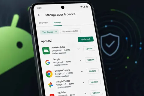 Android Pulse appearing as a Google Play update on an Android phone