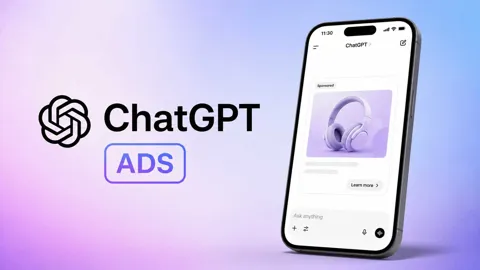 ChatGPT Ads represented on a laptop screen with an OpenAI advertising interface