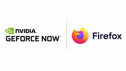 Firefox and GeForce NOW branding representing NVIDIA's cloud gaming service now supported in Firefox on Windows