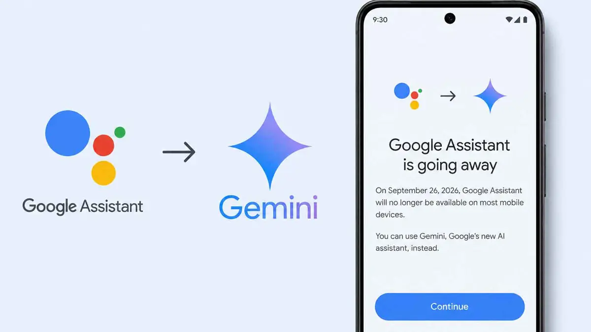 Google Assistant being replaced by Gemini on an Android phone showing the transition warning screen