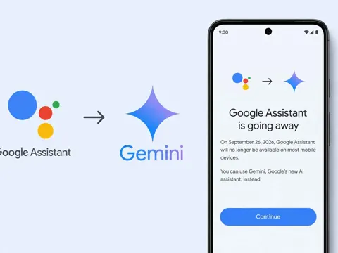 Google Assistant being replaced by Gemini on an Android phone showing the transition warning screen