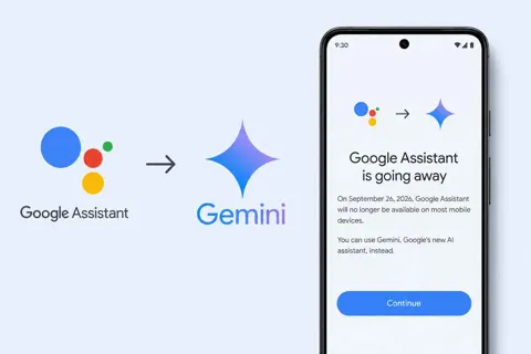 Google Assistant being replaced by Gemini on an Android phone showing the transition warning screen