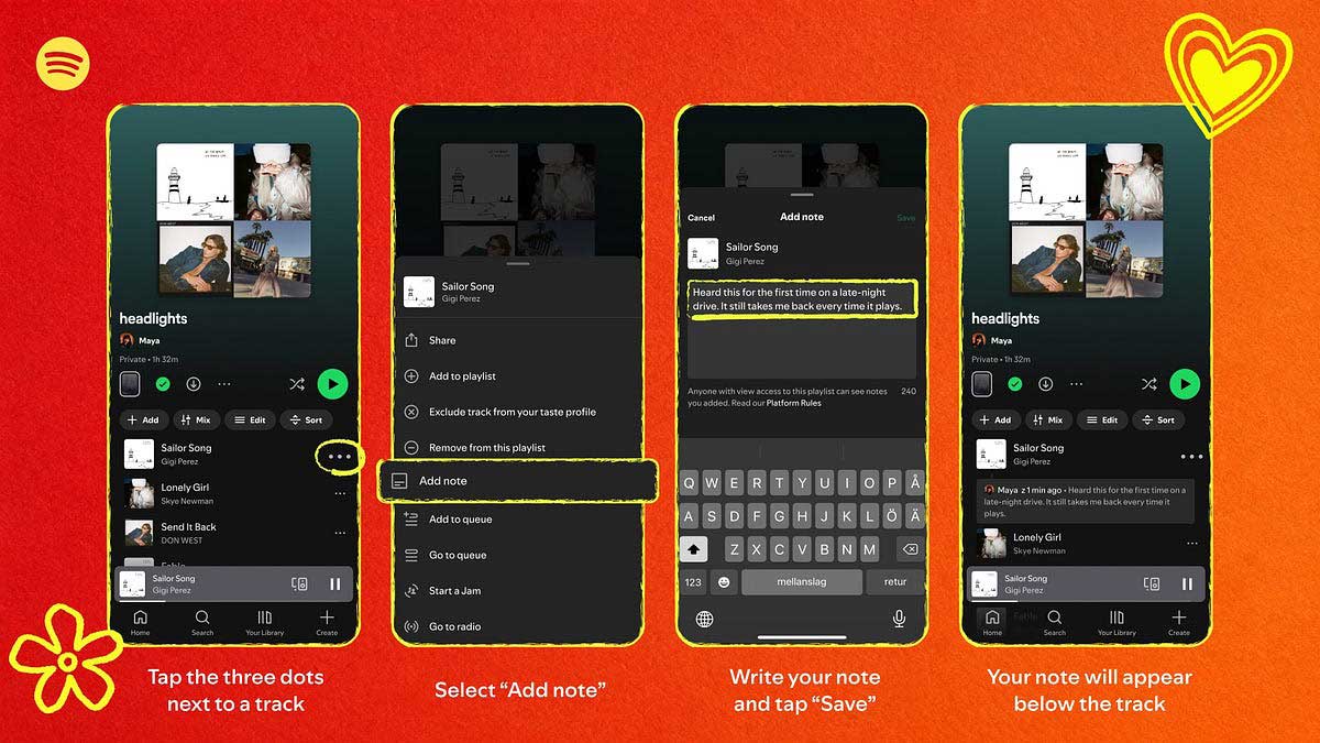 Spotify Introduces User Notes to Add Personal Captions to Playlist Songs