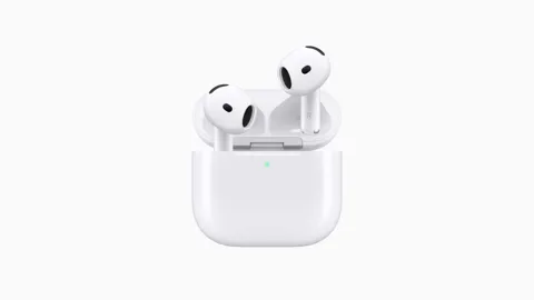 AirPods 5 earbuds and charging case representing Apple's improved active noise cancellation
