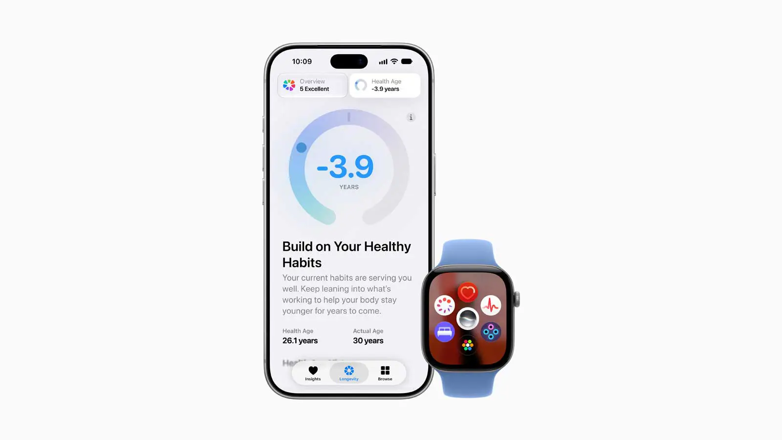 Redesigned Apple Health app shown on an iPhone with Apple Watch health data.