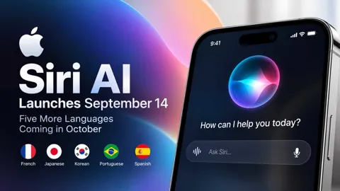 iPhone displaying the redesigned Siri AI interface with the Siri glow around the screen.