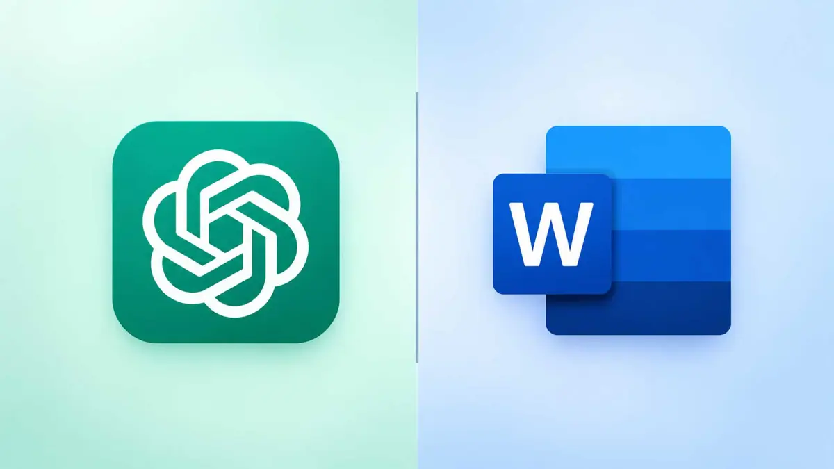 ChatGPT for Word shown in a Microsoft Word document with the AI assistant open in a sidebar for drafting and editing