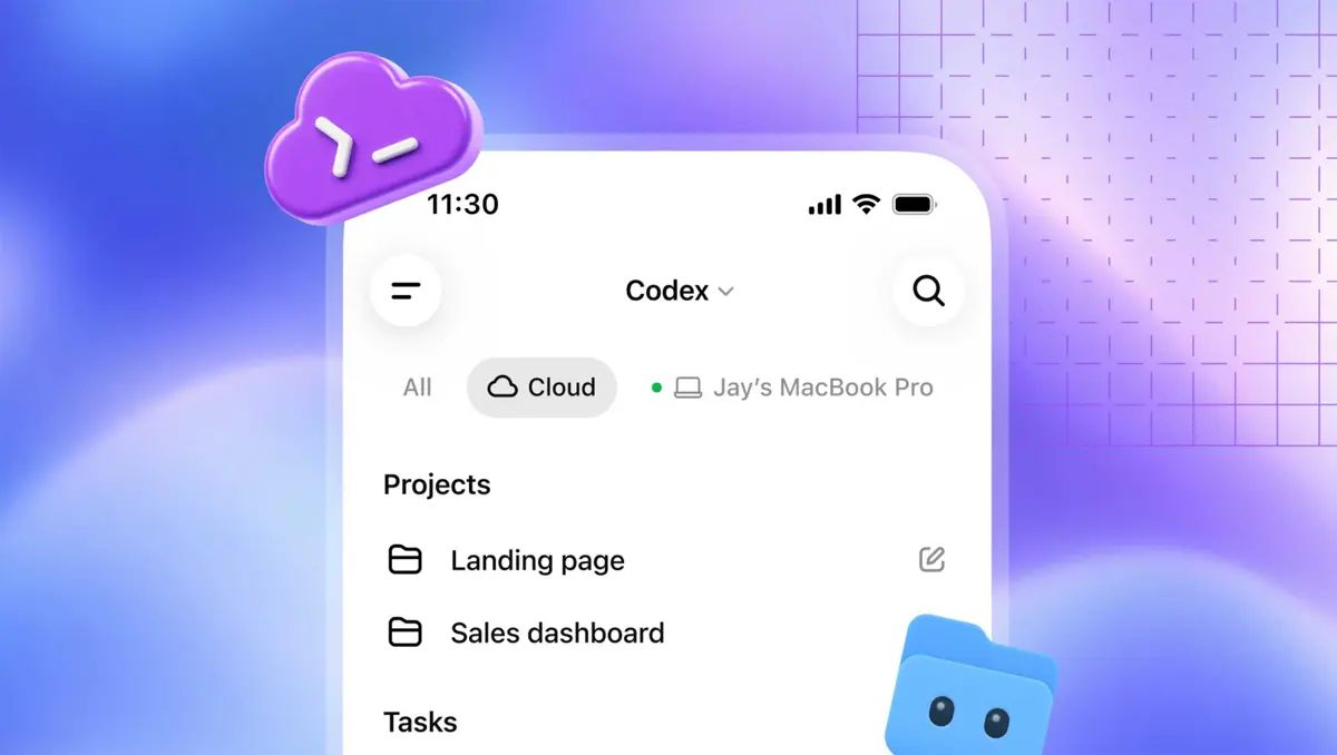 Codex Cloud running a shared development environment across desktop, web, and mobile devices