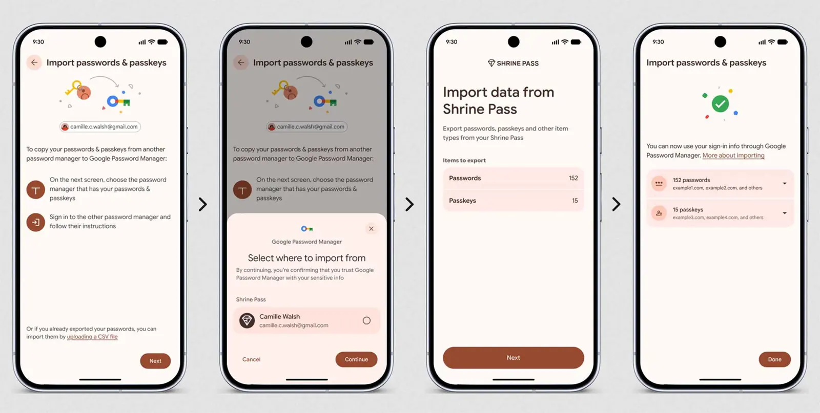Google Password Manager export screen for moving passwords and passkeys to another password manager on Android