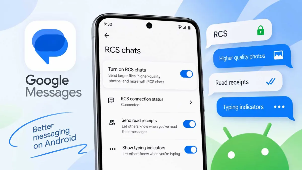 Google Messages RCS chats settings screen on an Android phone