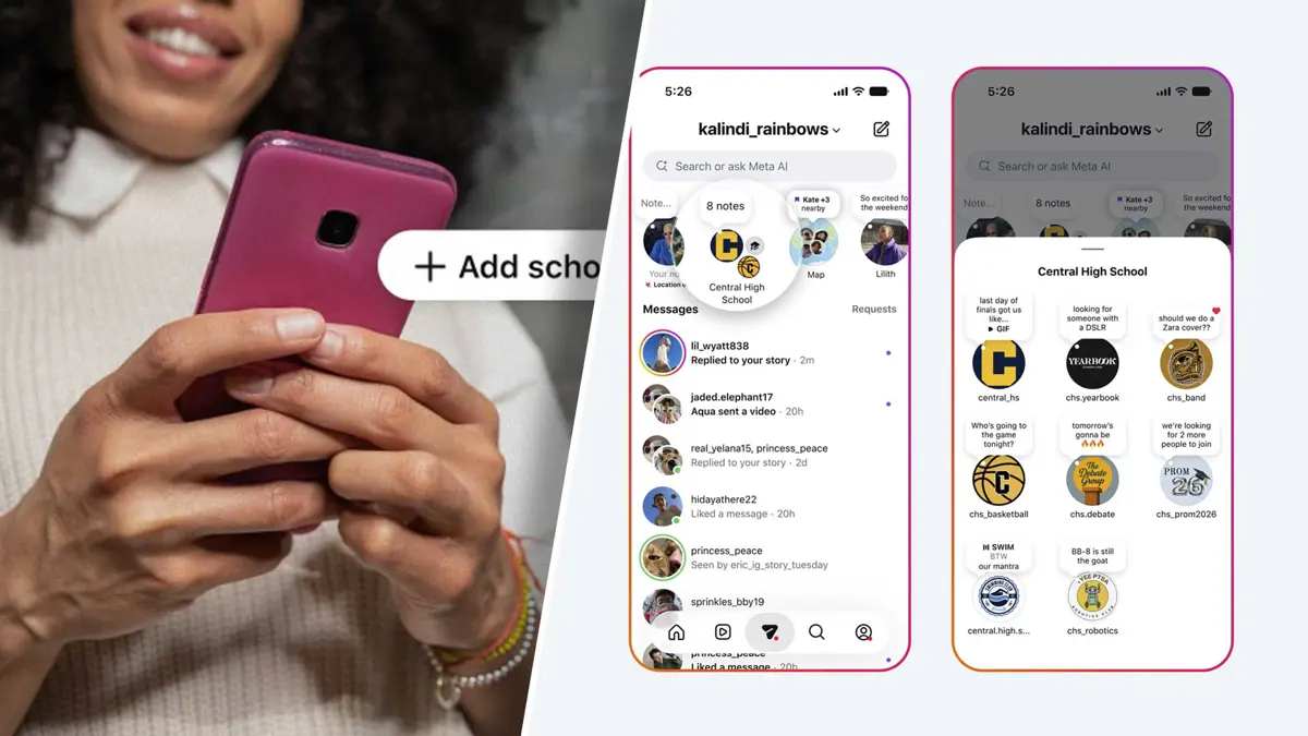 Instagram school partnership concept showing a school account sharing student-only content with a student audience