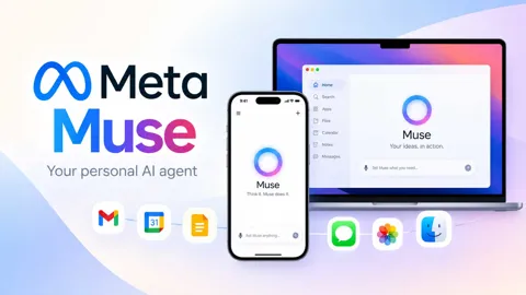 Meta Muse personal AI agent shown across an iPhone and Mac with app and file access controls