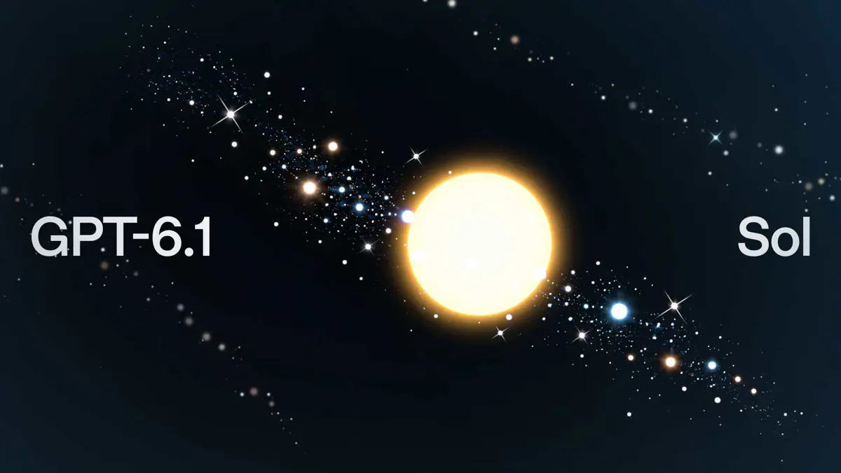 OpenAI's GPT-6.1 Sol model represented as a lower-cost AI system alongside the GPT-6 Astra model