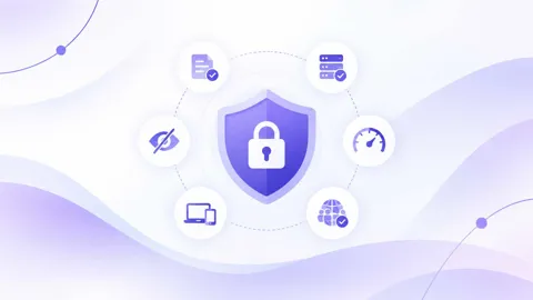 VPN evaluation criteria represented as glowing checklist nodes