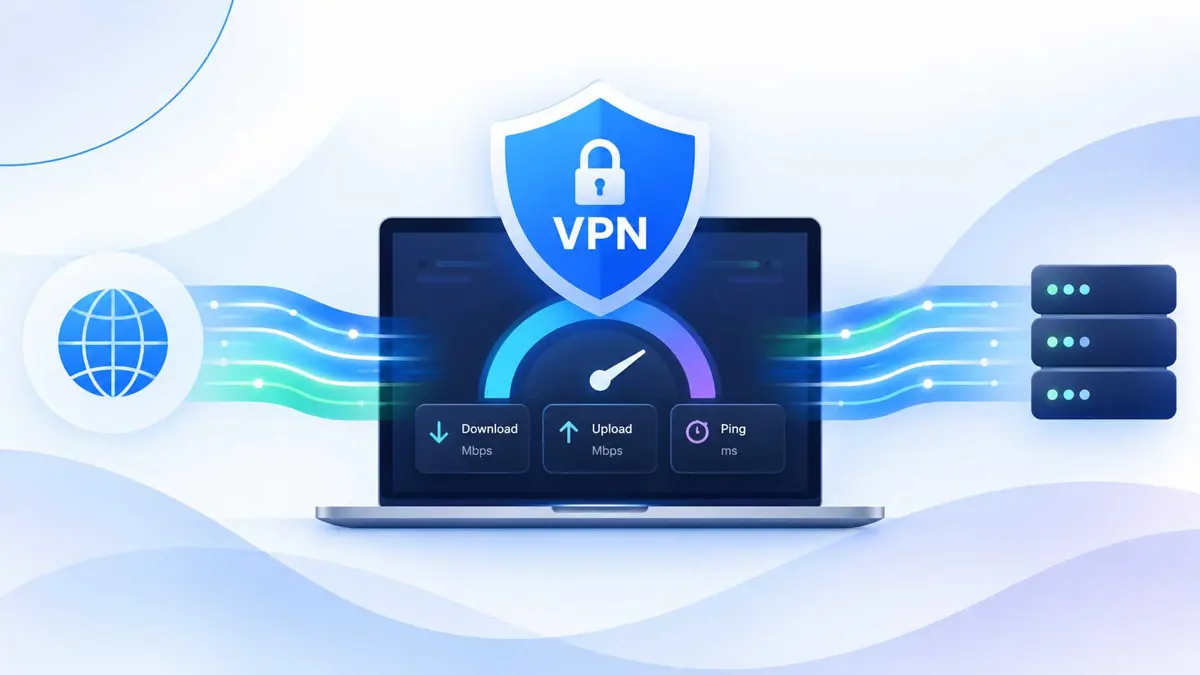VPN speed benchmark data streams and network performance measurement