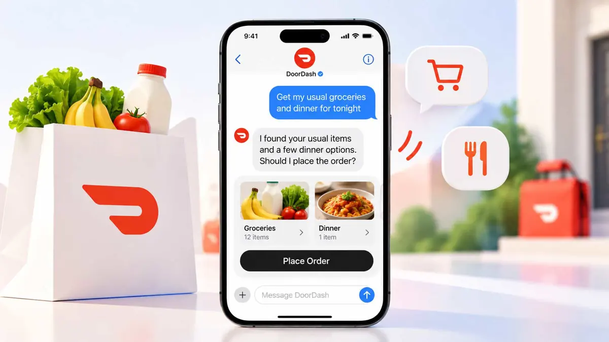 AI agent turning a text message into a DoorDash food and grocery order