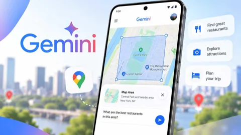 Gemini mobile app selecting a geographic map area and attaching it to an AI prompt