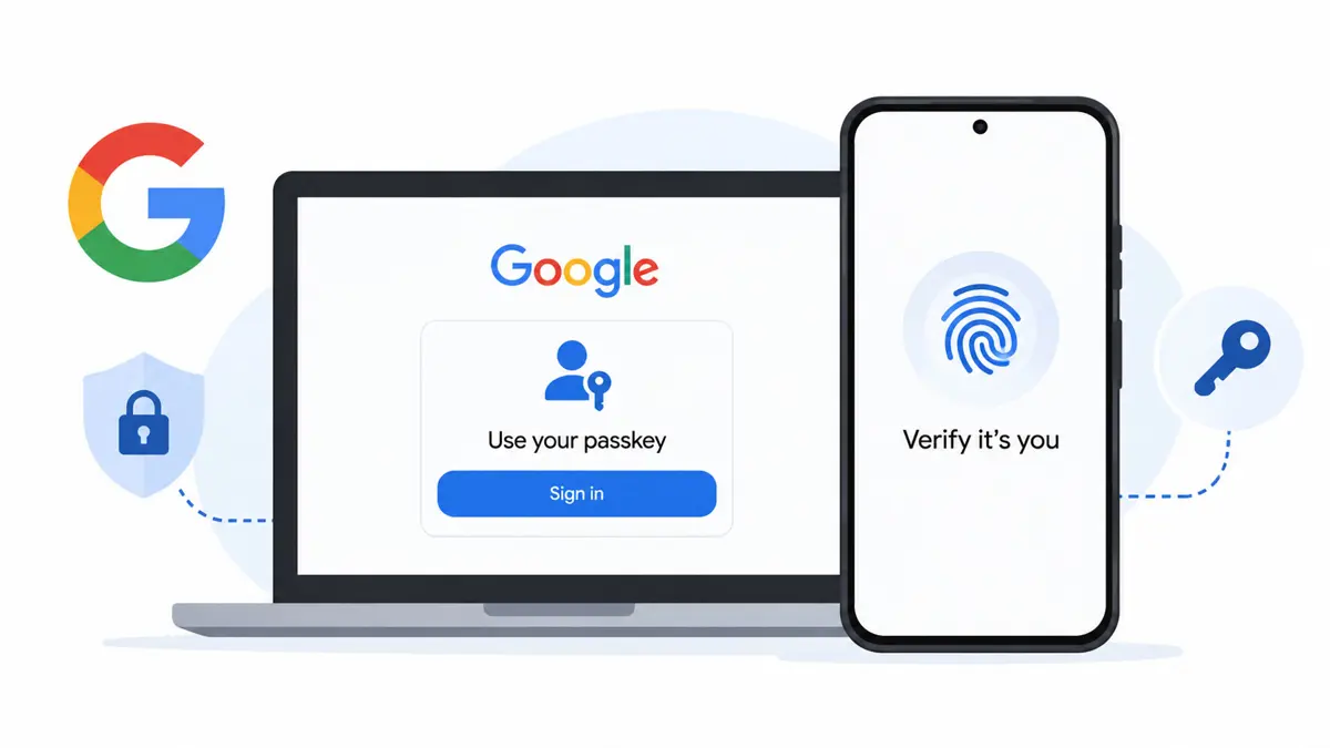 Phone outline representing passkey authentication with a device screen lock