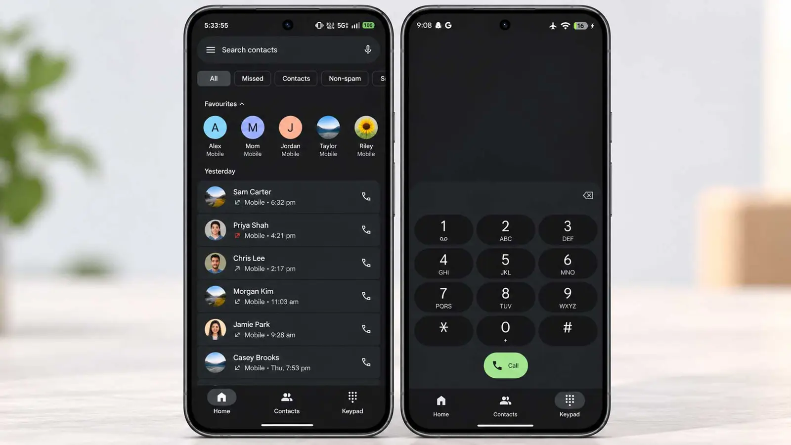 Gual Android Phones Contacts And Dialer Ui